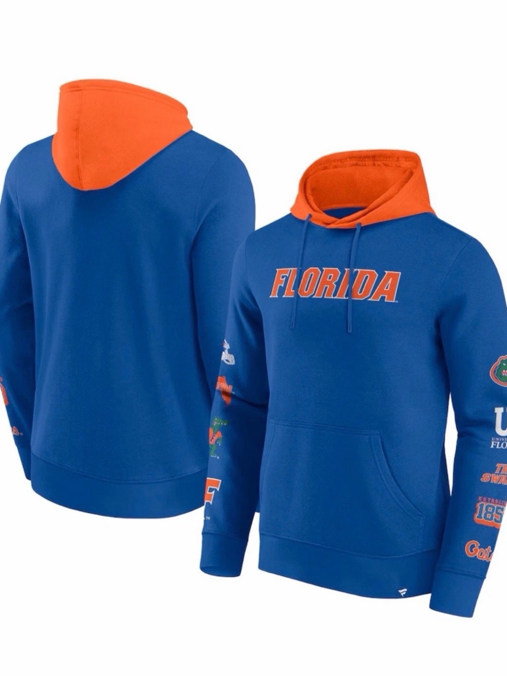 NCAA Men's Florida Gators Blue Colorblock Badge Pullover Hoodie Fanatics NWT LRG